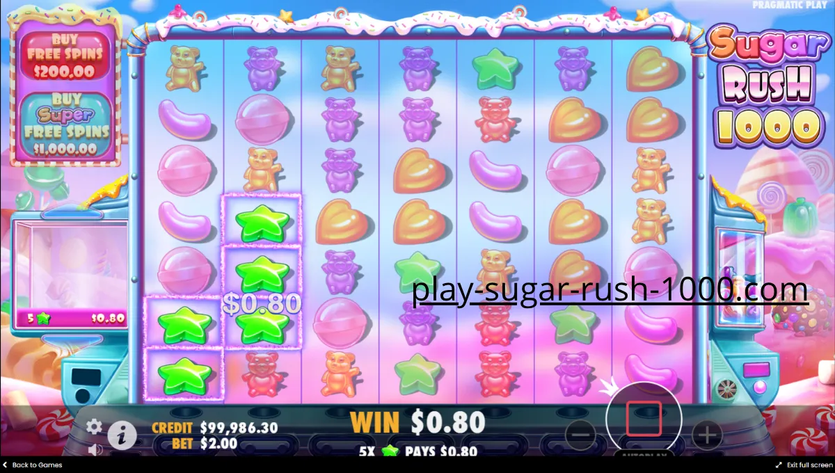 Πιθανότητες για μεγάλο jackpot στο Sugar Rush 1000.