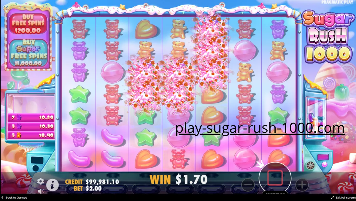 Ολοκληρωμένη προβολή της μηχανής Sugar Rush 1000.